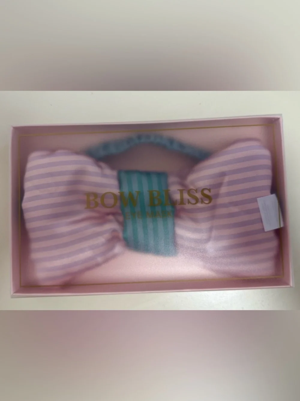 Bow Bliss Striped Bow Eye Mask - Pink & Teal